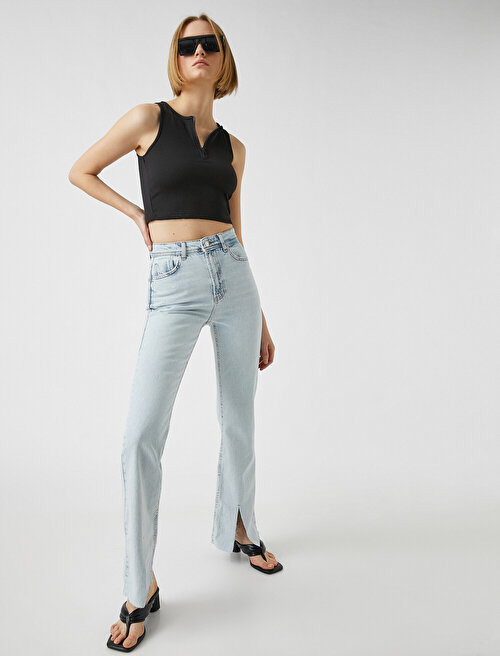 Standart Bel Kot Pantolon - Slim Flare Fit Jean - İndigo