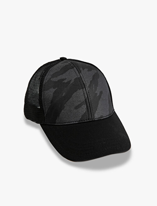 Desenli Şapka - Siyah Koton