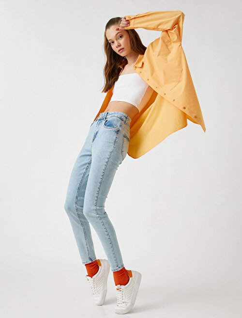 Yüksek Bel Dar Kesim Kot Pantolon - Skinny Jean - İndigo