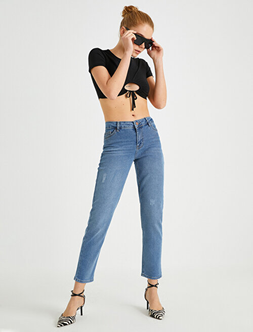 Dar Kesim Kot Pantolon - Slim Stragiht Jean - İndigo