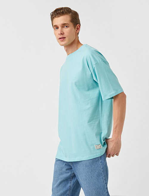 Oversize Basic Tişört - Nane Yeşili Koton