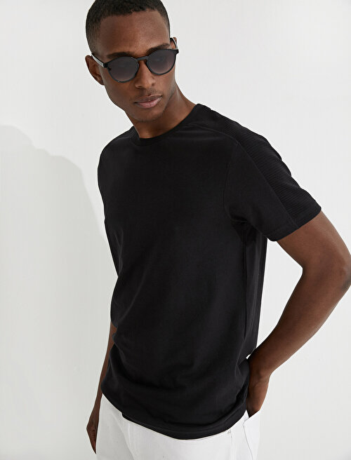 Slim Fit Basic Tişört - Siyah