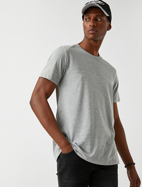 Slim Fit Basic Tişört - Gri