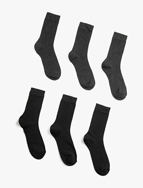 Çoklu Basic Soket Çorap Seti - Antrasit Koton
