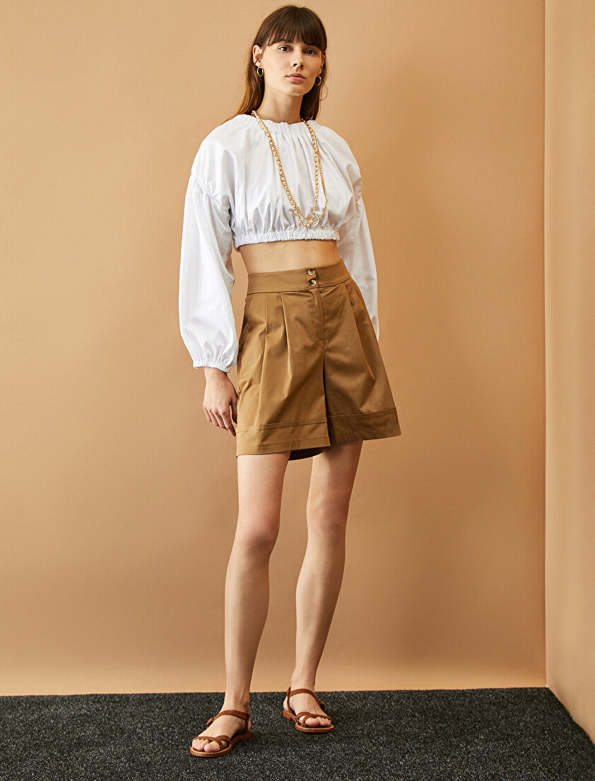 Düğme Detaylı Şort