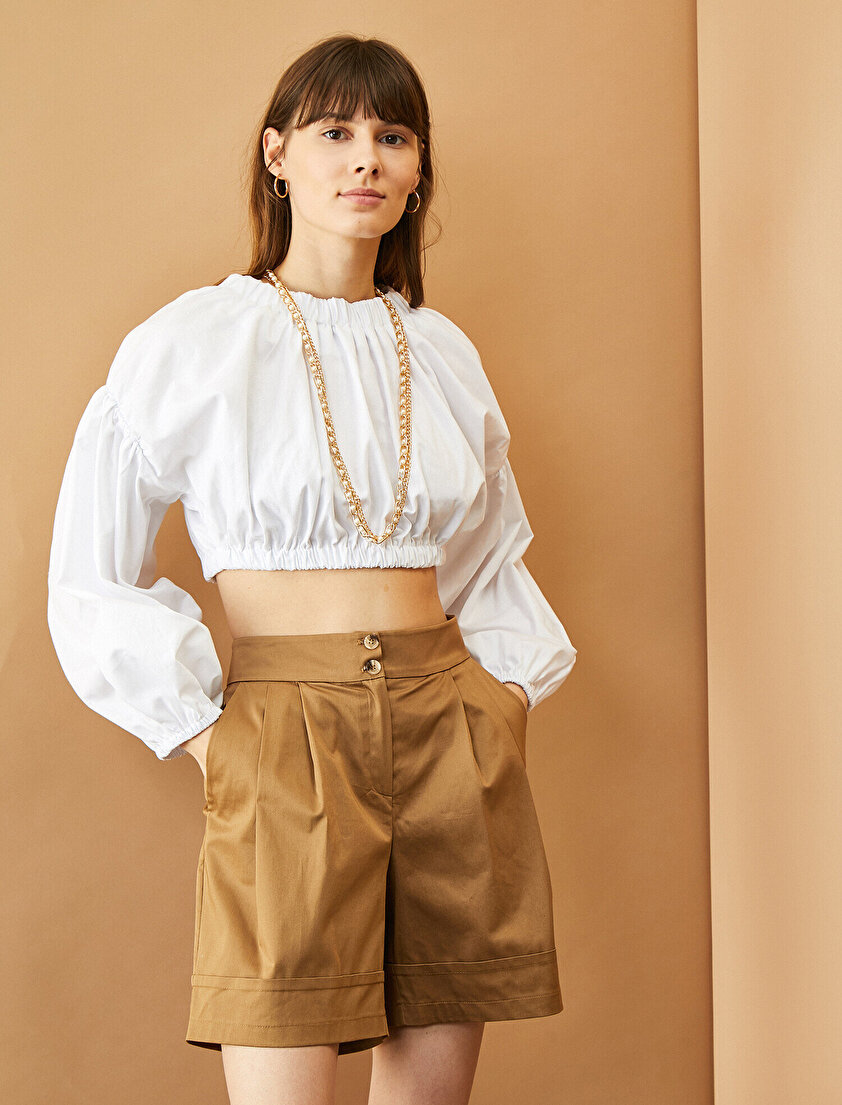Düğme Detaylı Şort