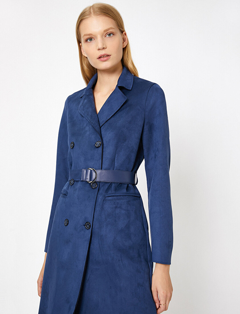 Süet Görünümlü Trençkot