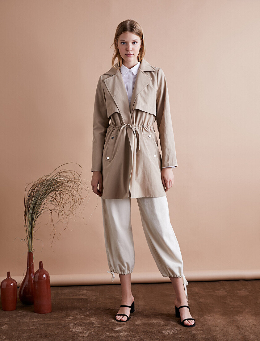 Beli Bağlamalı Trençkot