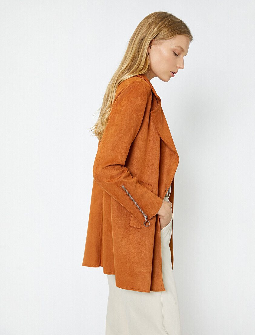 Süet Görünümlü Trençkot