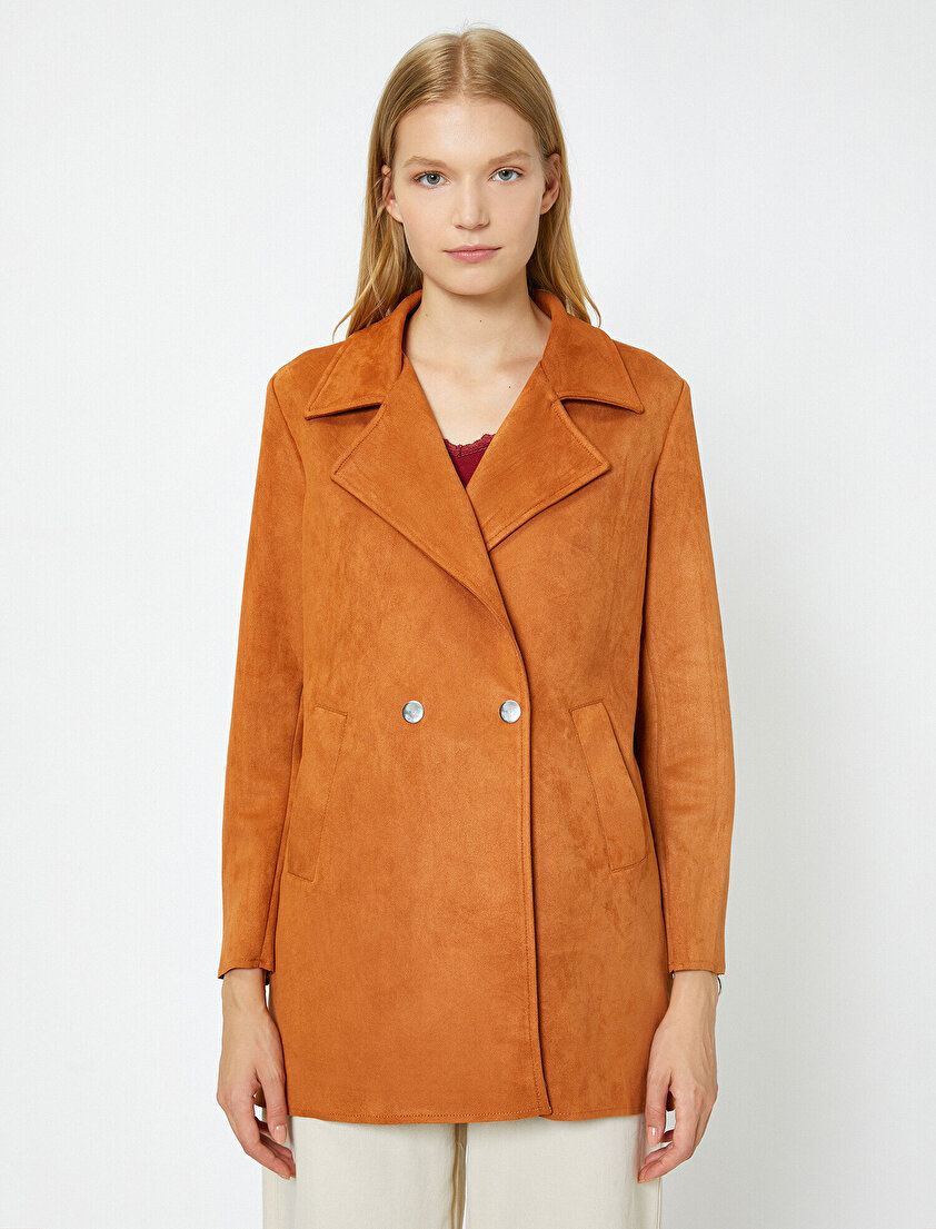 Süet Görünümlü Trençkot