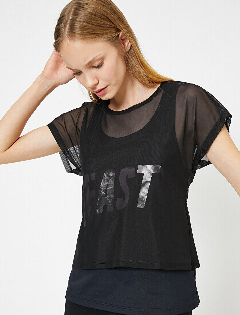 Tül Detaylı T-Shirt