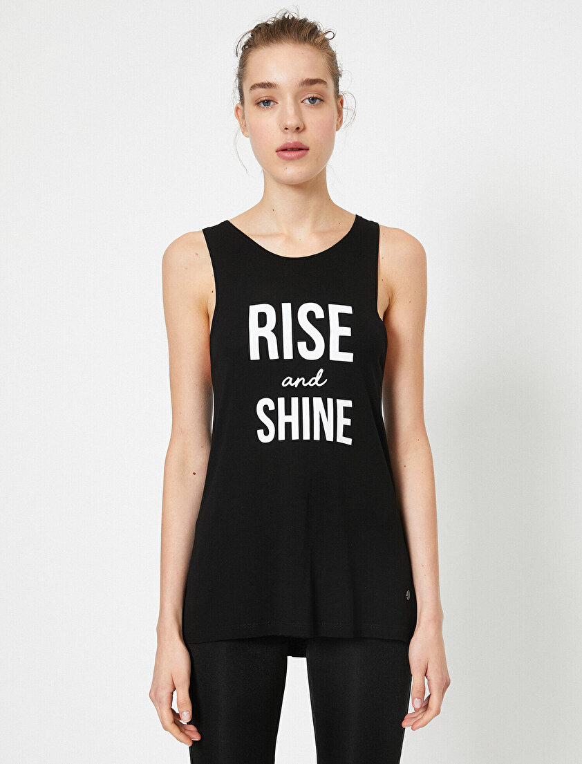 Bisiklet Yaka Kolsuz Yazılı Baskılı Atlet