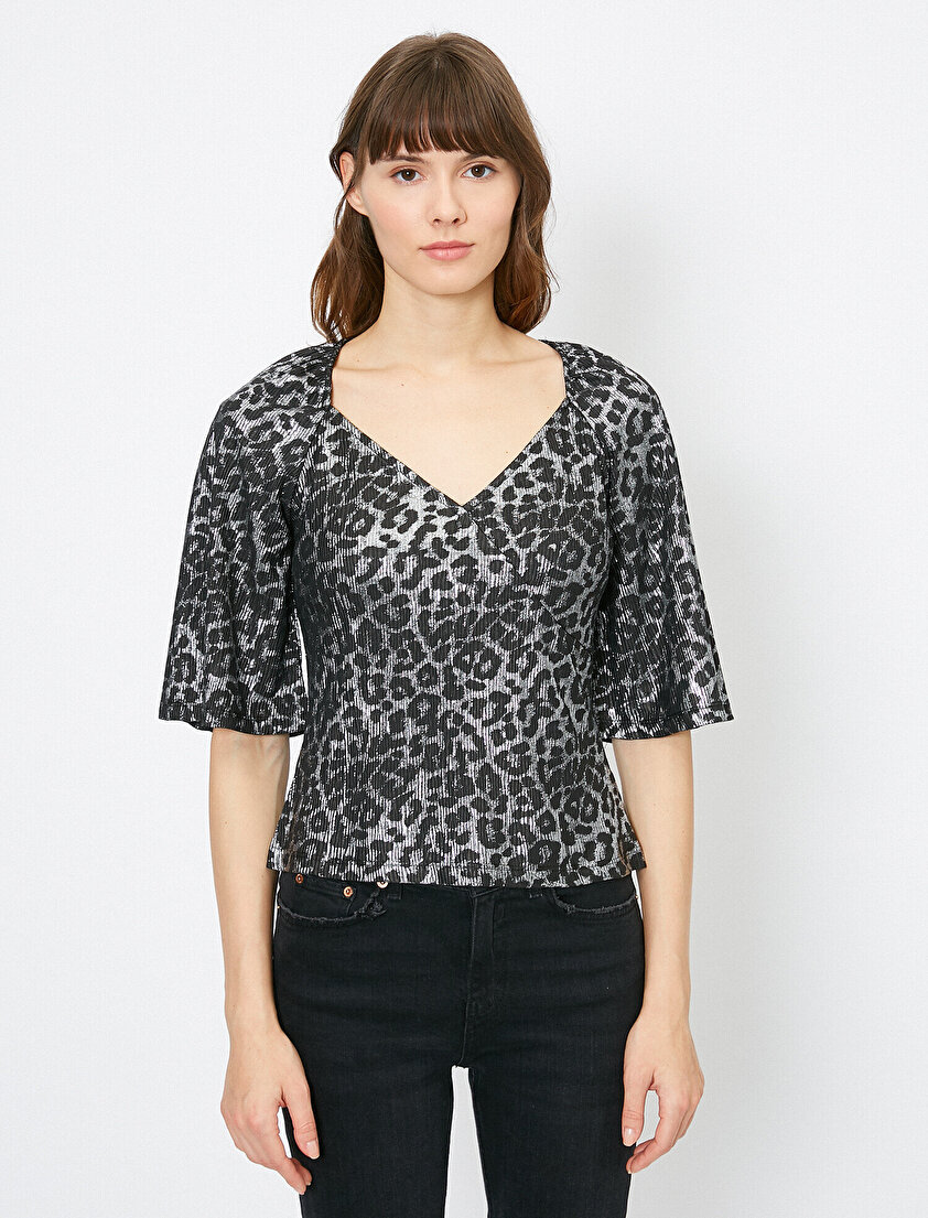 Leopar Desenli Bluz