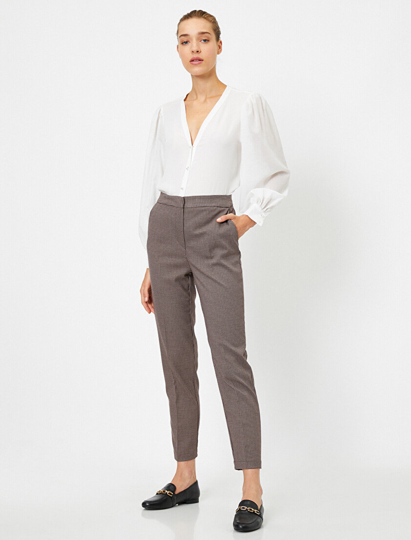 Yüksek Bel Cepli Pantolon