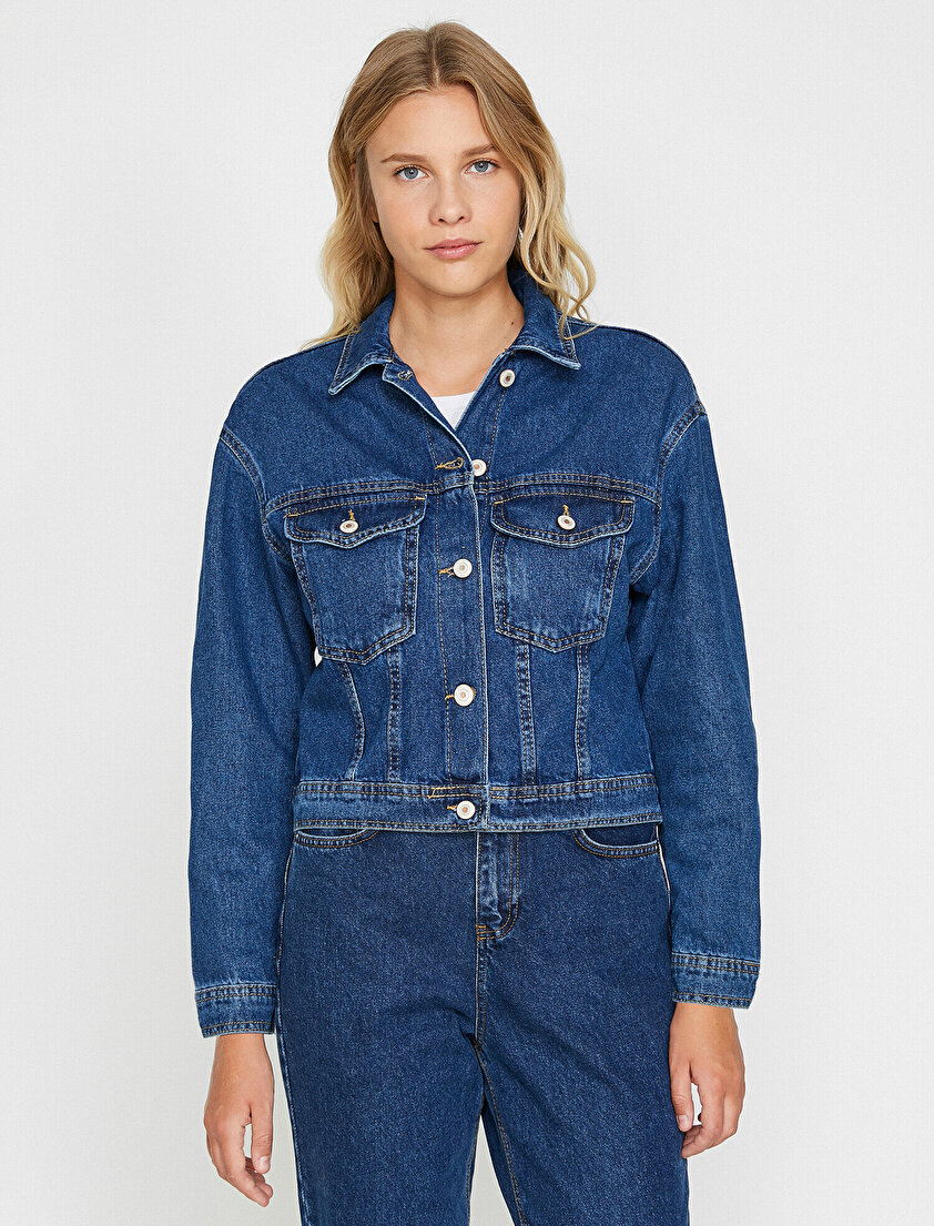 Klasik Yaka Jean Ceket