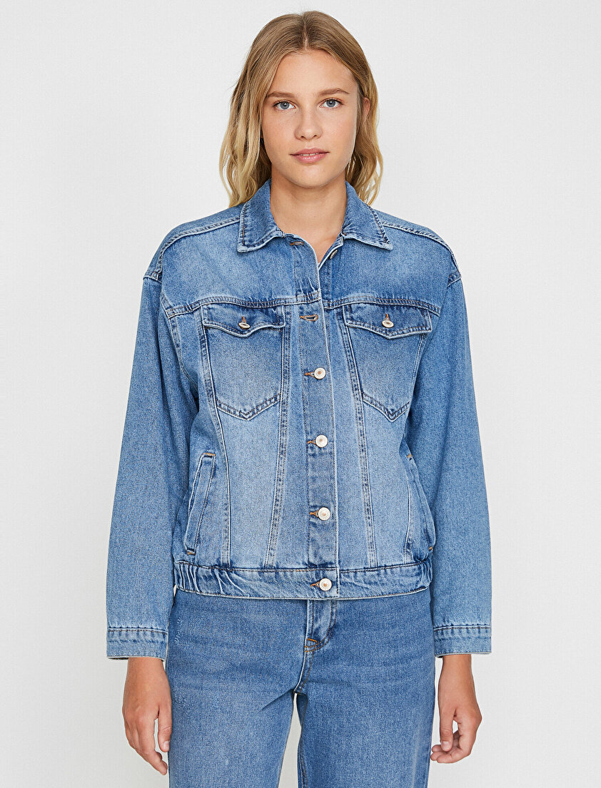 Cep Detaylı Jean Ceket