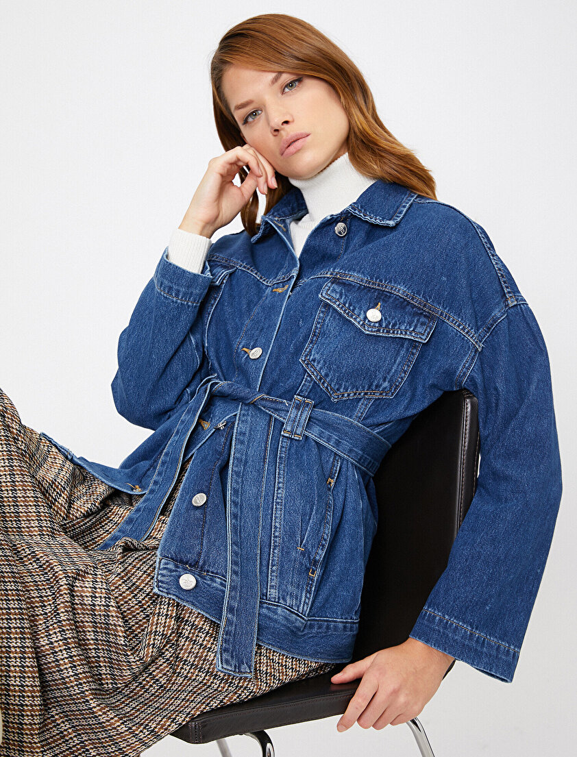 Cep Detaylı Jean Ceket