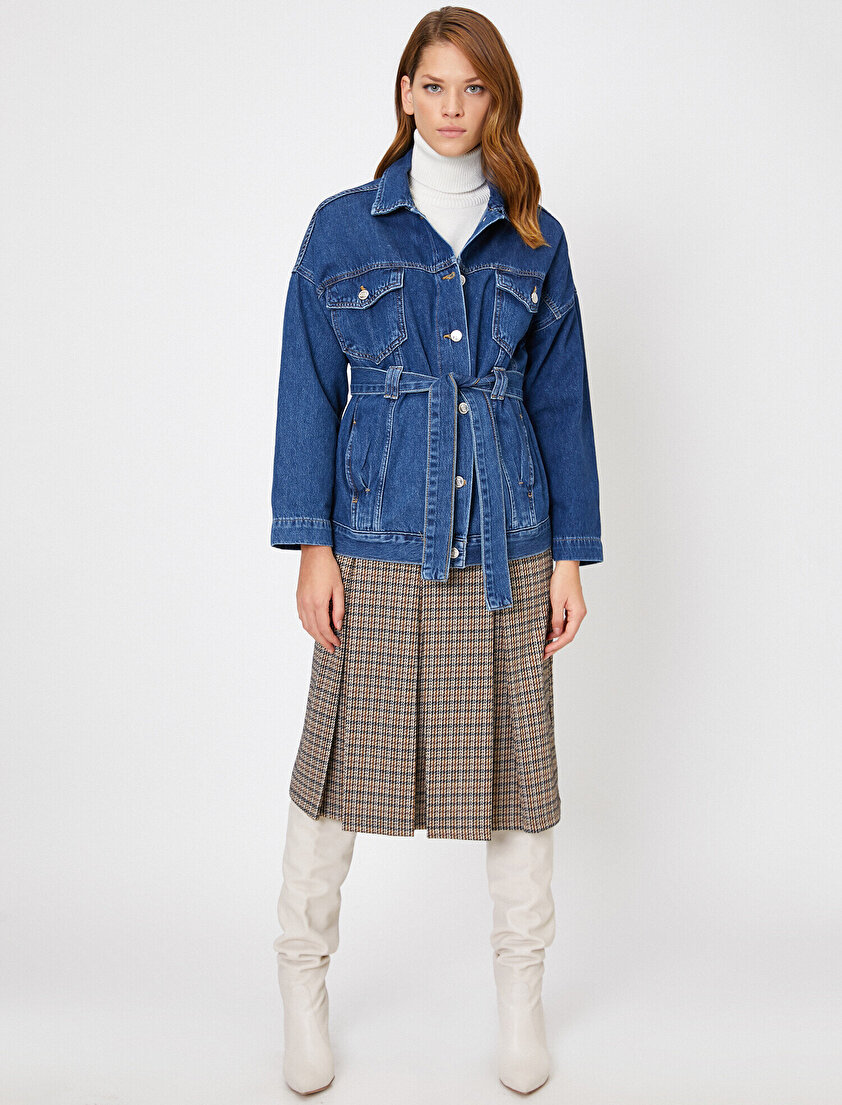 Cep Detaylı Jean Ceket