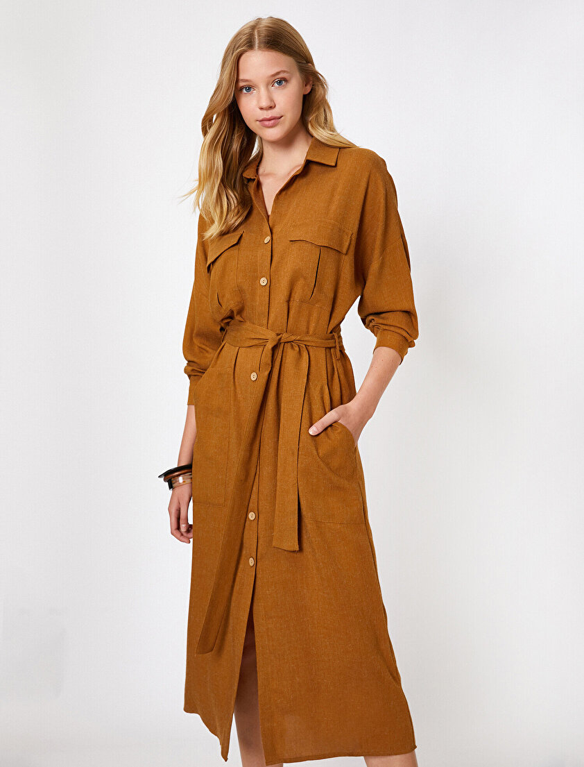 Düğme Detaylı Elbise