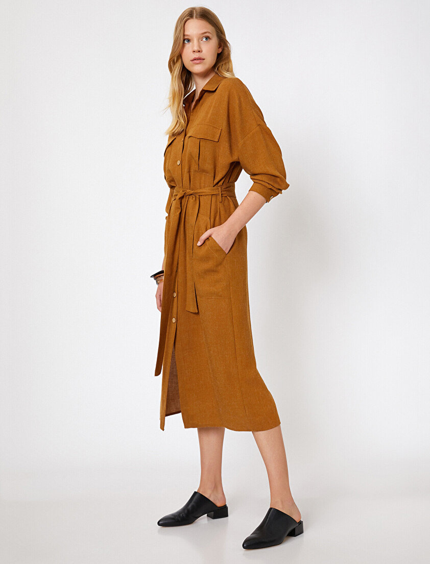 Düğme Detaylı Elbise