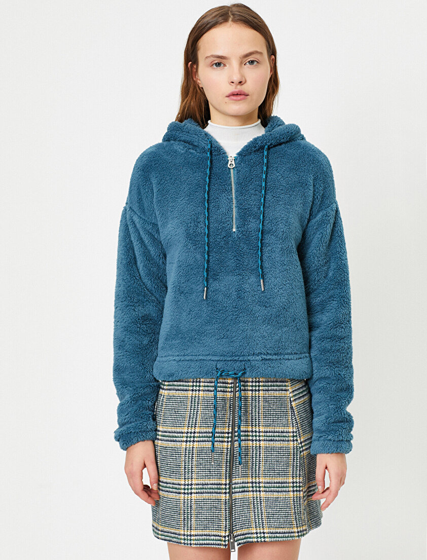 Kapüşonlu Peluş Sweatshirt