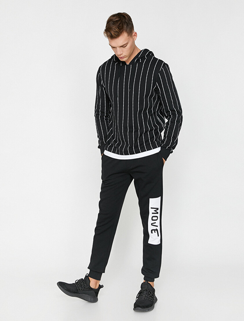 Slogan Baskılı Lastik Paçalı Cepli Jogger Fit Eşofman Altı