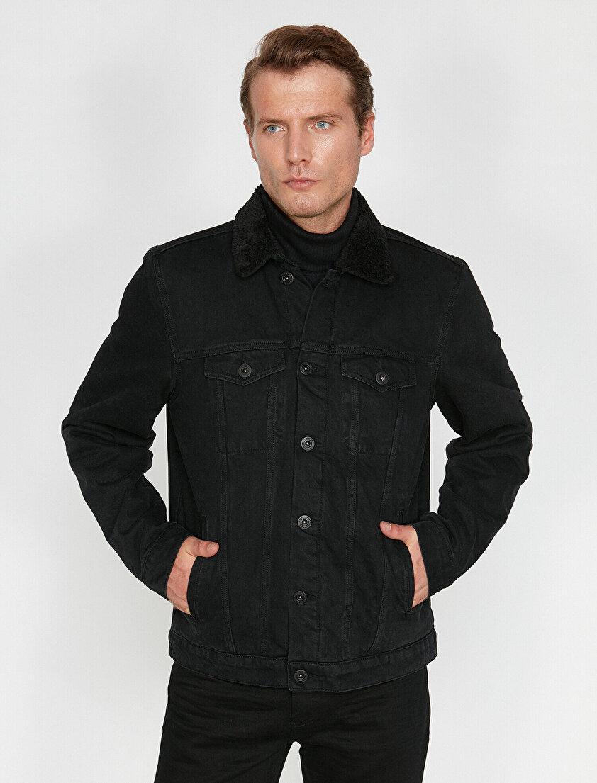 Yakası Suni Kürklü Jean Mont