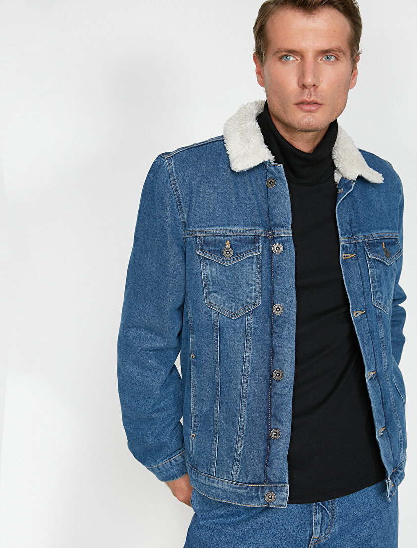 Yakası Suni Kürklü Jean Mont