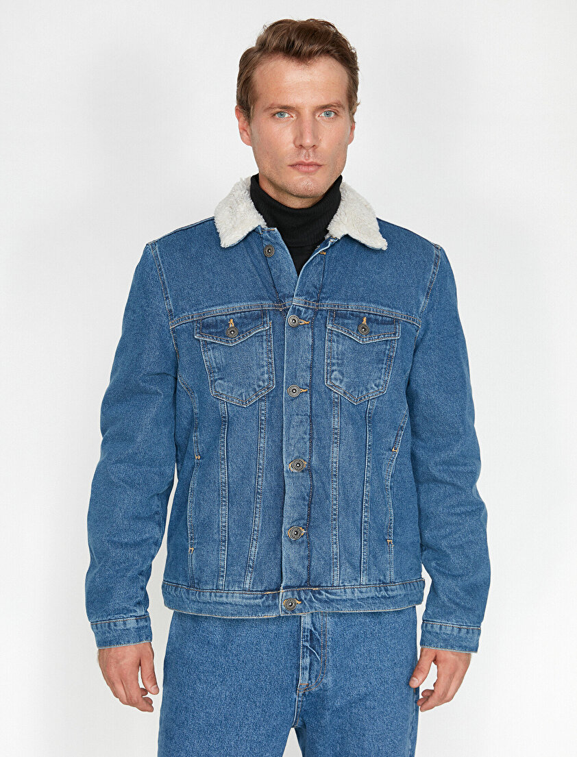 Yakası Suni Kürklü Jean Mont