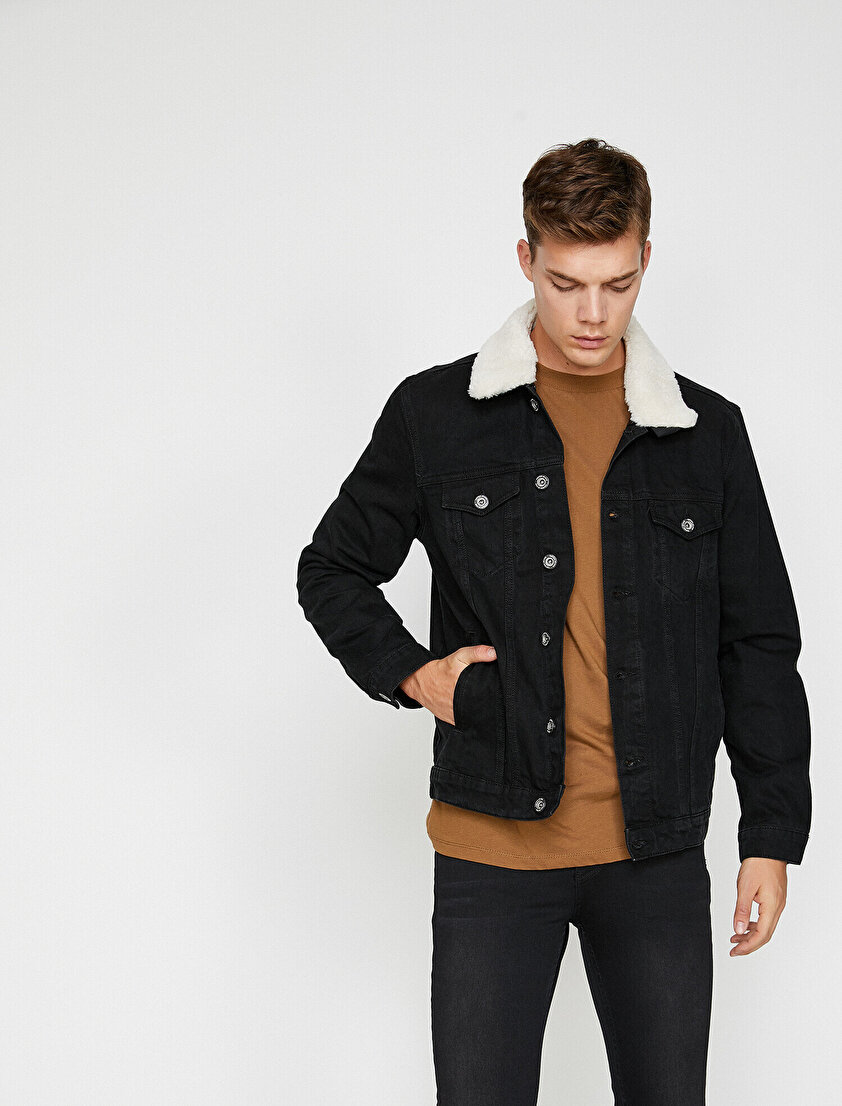 Yakası Suni Kürklü Jean Mont