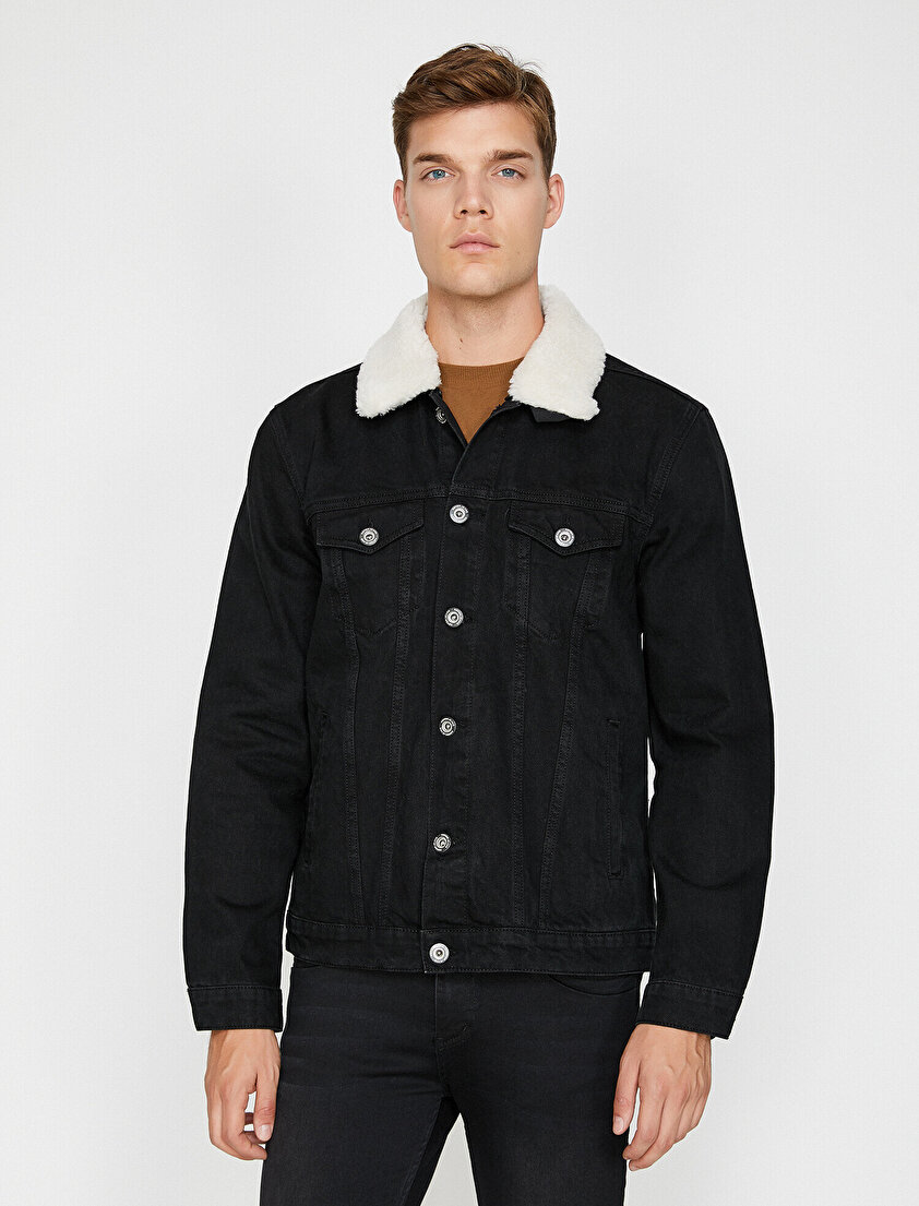 Yakası Suni Kürklü Jean Mont