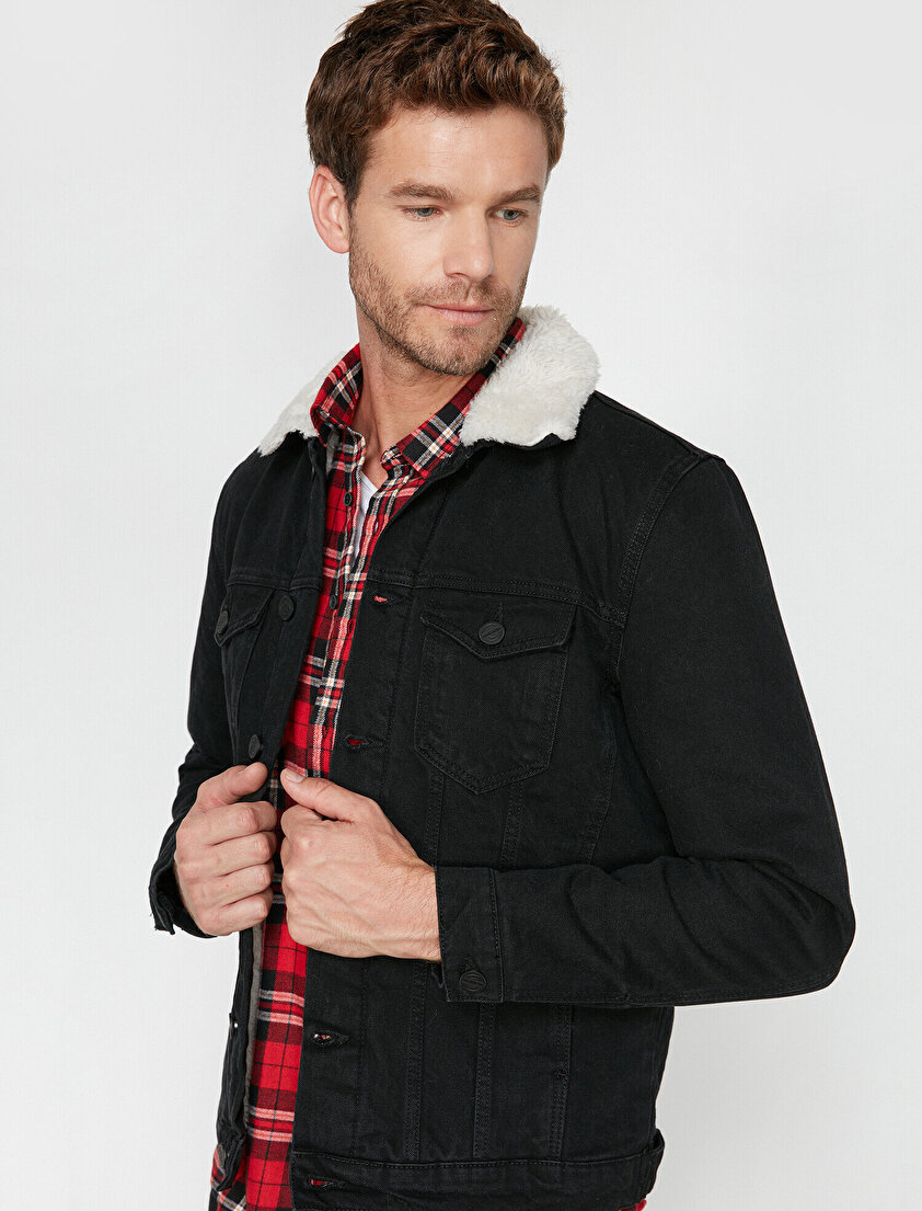 Yakası Suni Kürklü Jean Mont