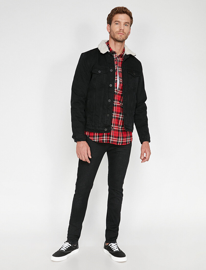 Yakası Suni Kürklü Jean Mont