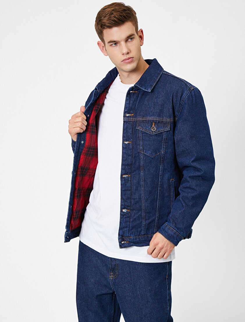 Cep Detaylı Jean Ceket