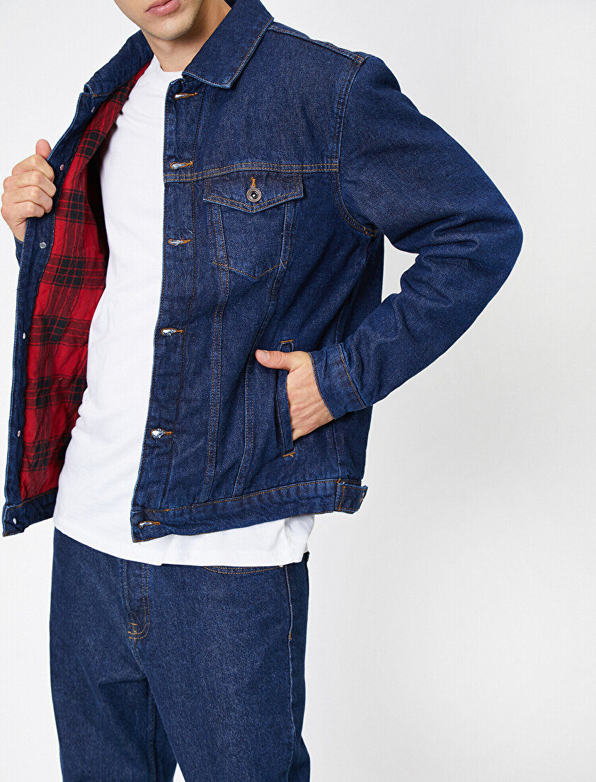 Cep Detaylı Jean Ceket