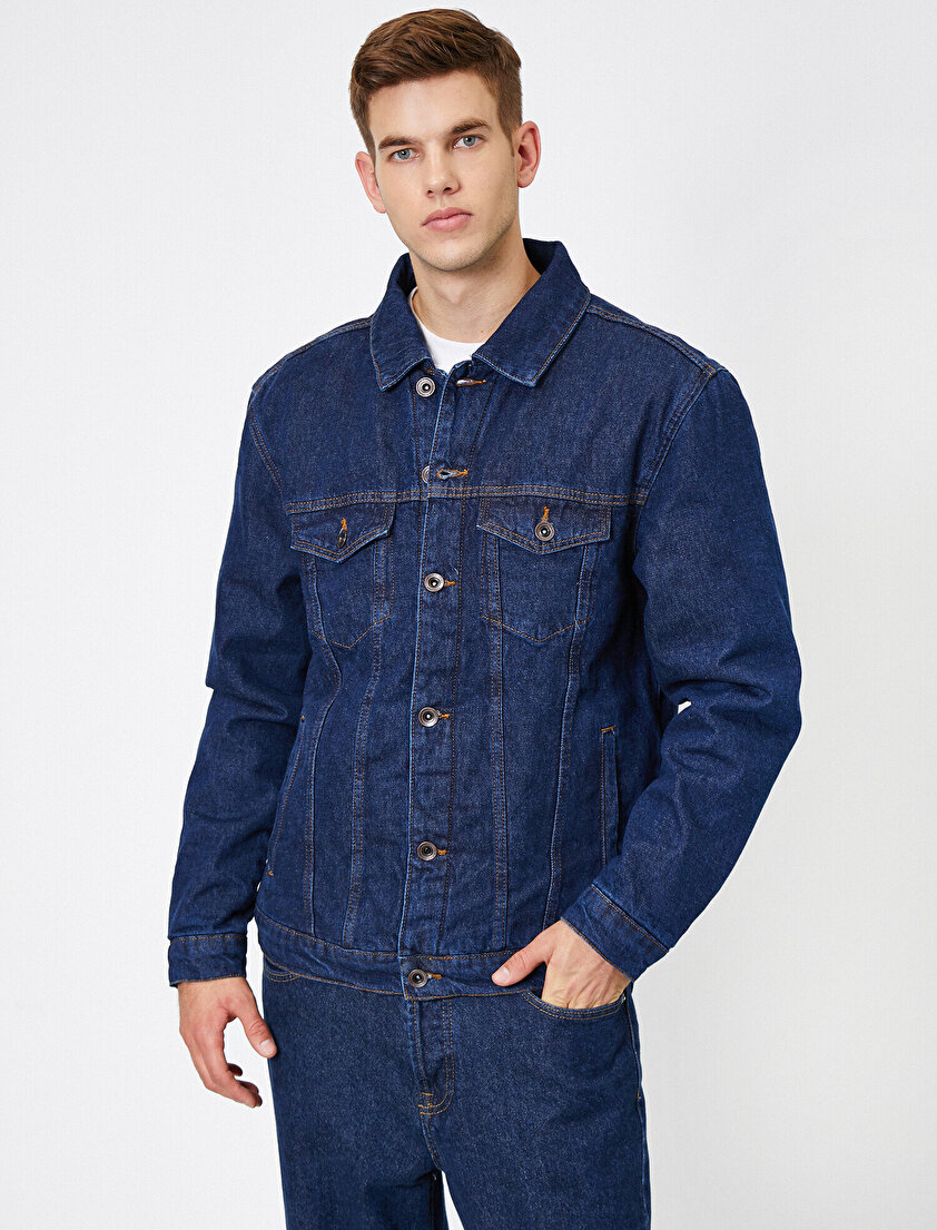 Cep Detaylı Jean Ceket