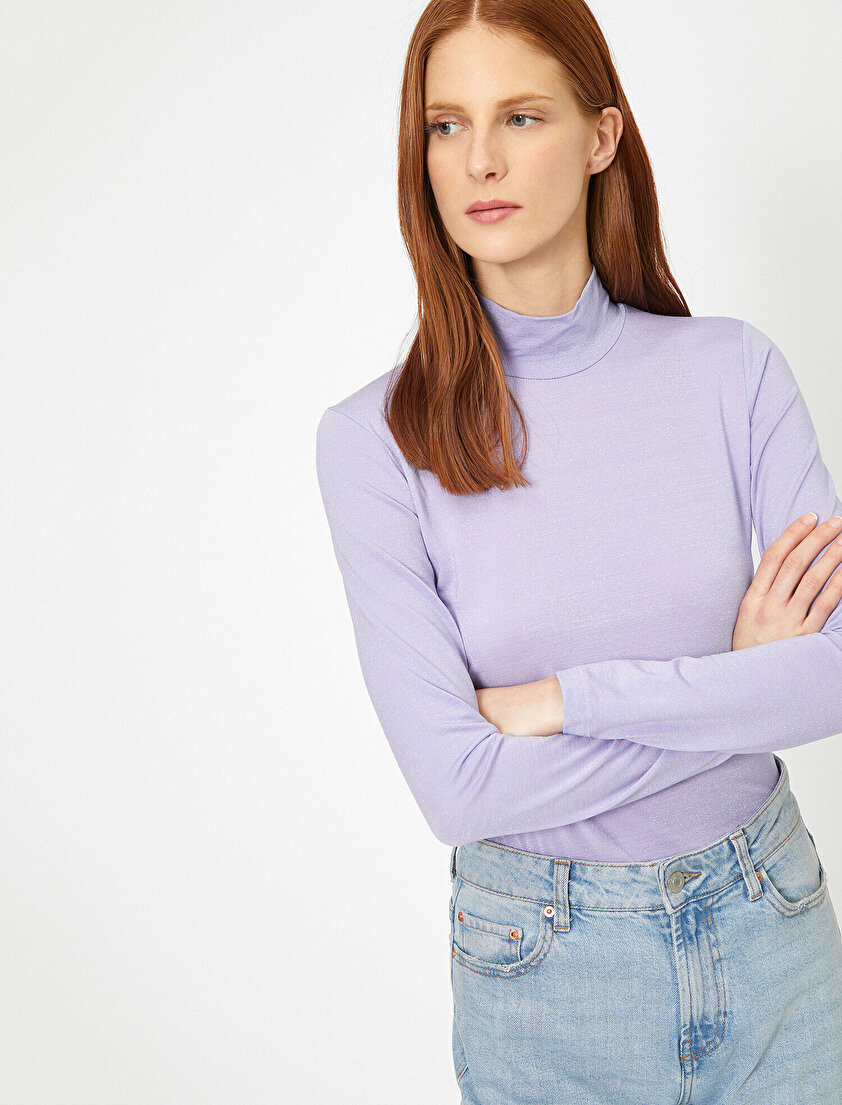 Boğazlı Uzun Kollu Tişört