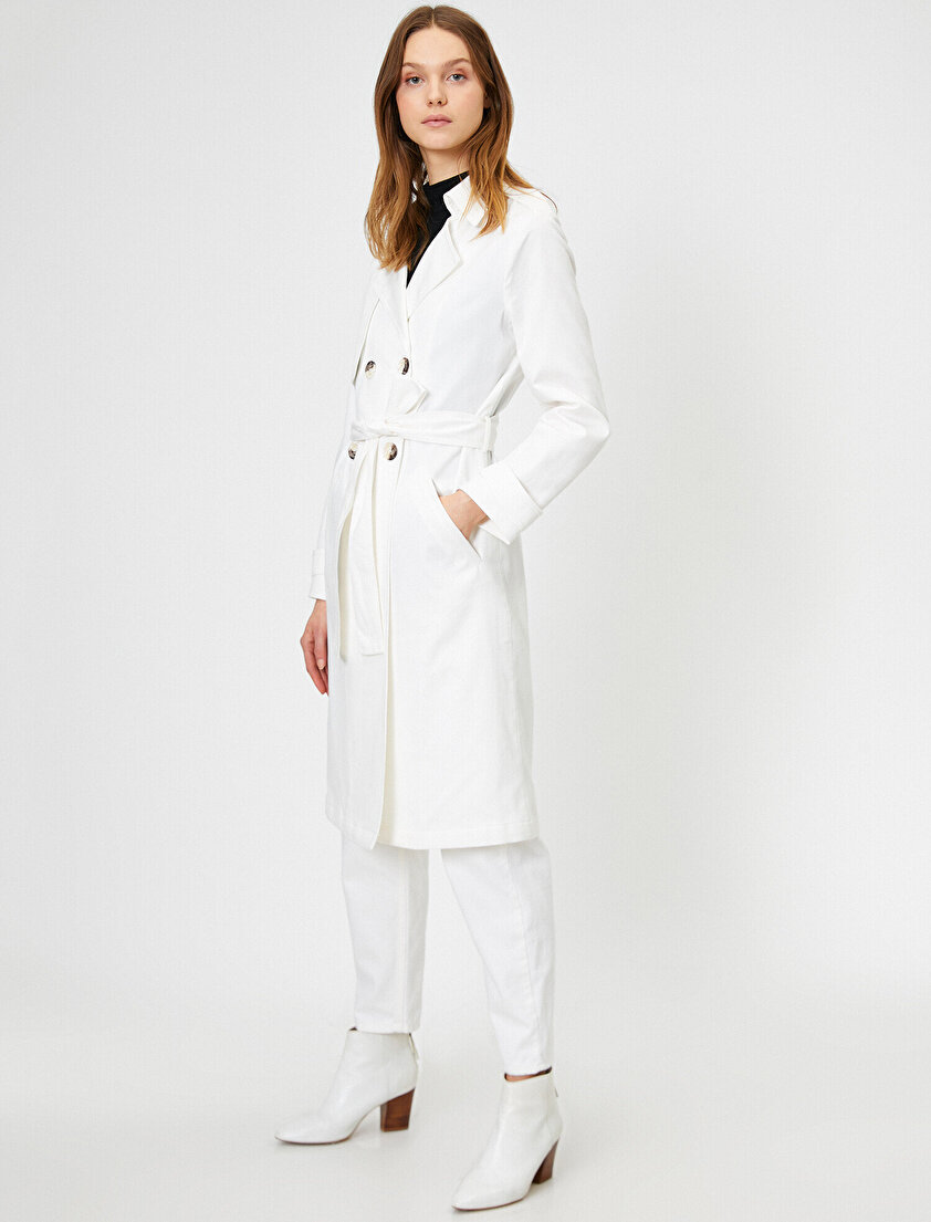 Kemer Detaylı Cepli Trençkot