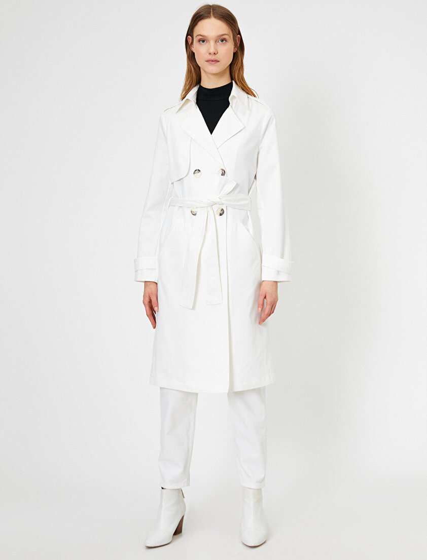 Kemer Detaylı Cepli Trençkot