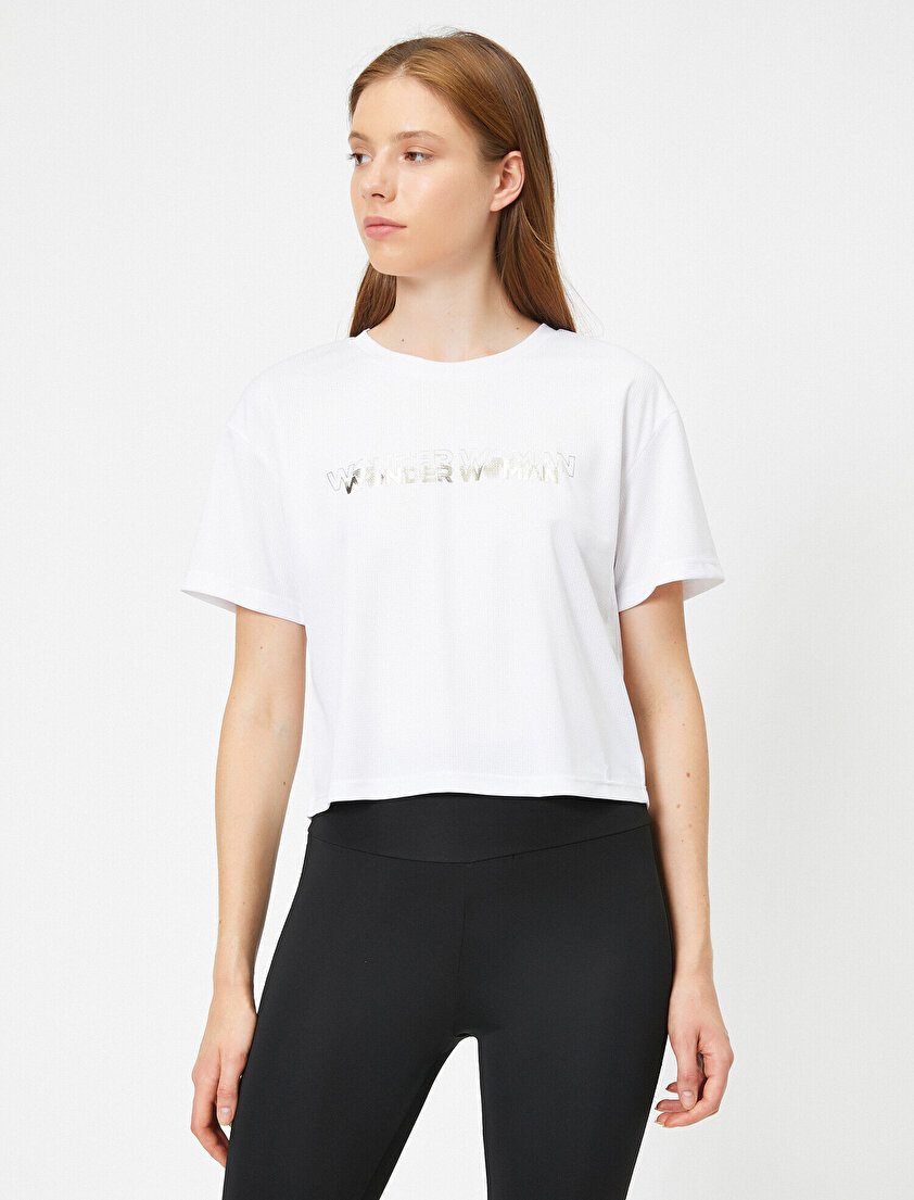 Wonder Woman Lisanslı Yazılı Baskılı Kısa Kollu Tişört