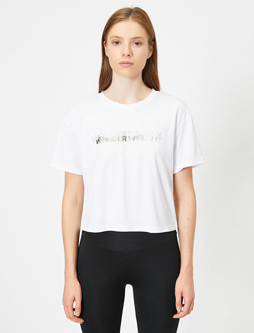 Wonder Woman Lisanslı Yazılı Baskılı Kısa Kollu Tişört