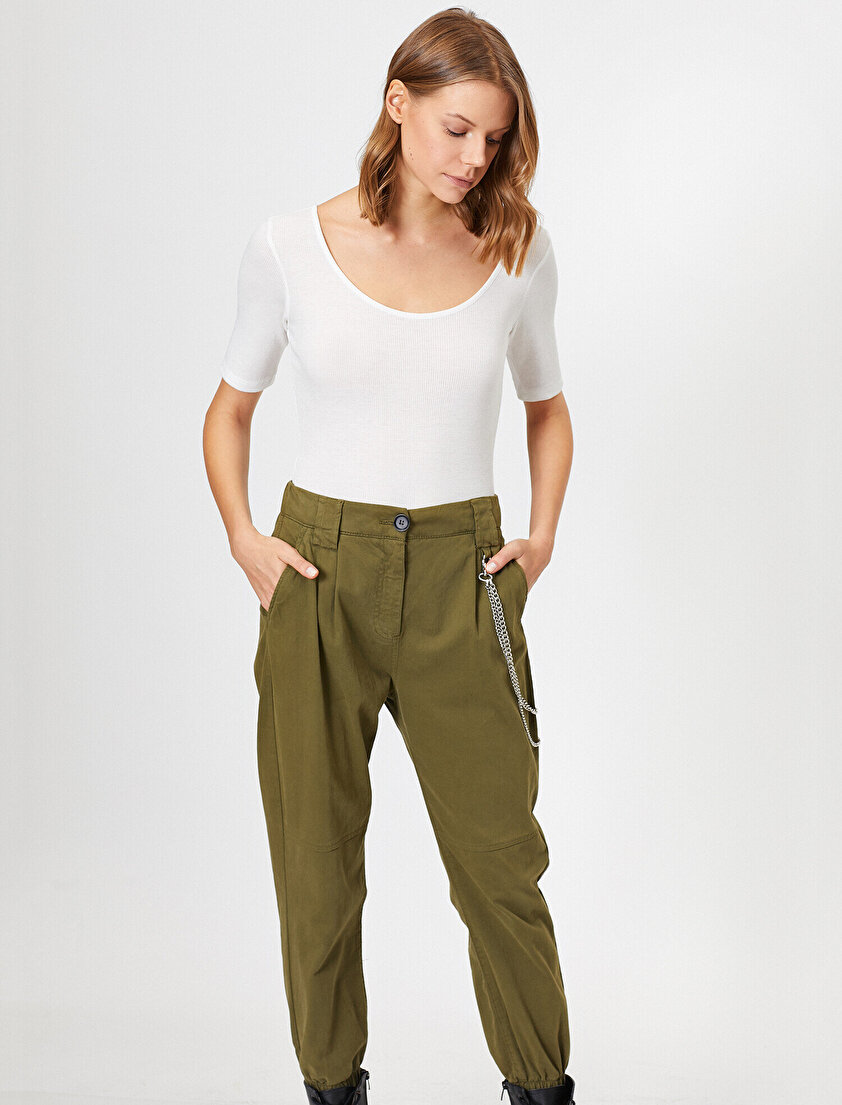 Oyuk Yaka 3/4 Kollu Ribana Tişört