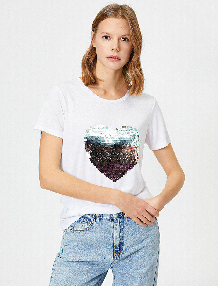 Pul Payet Baskılı Bisiklet Yaka Tişört