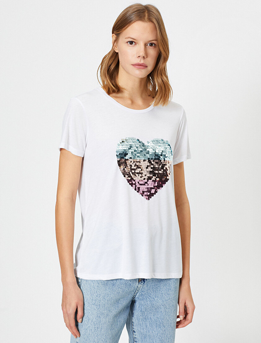 Pul Payet Baskılı Bisiklet Yaka Tişört