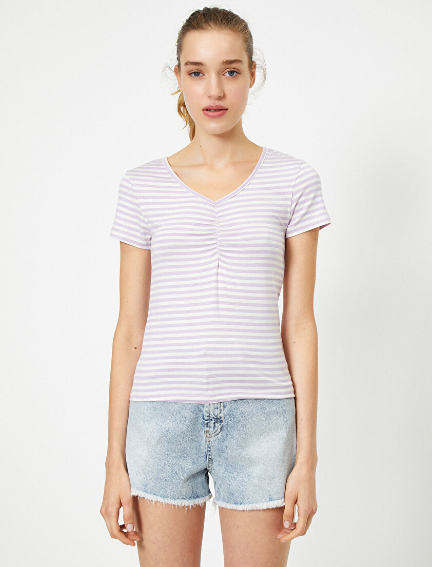 V Yaka Kısa Kollu Antibakteriyel Tişört