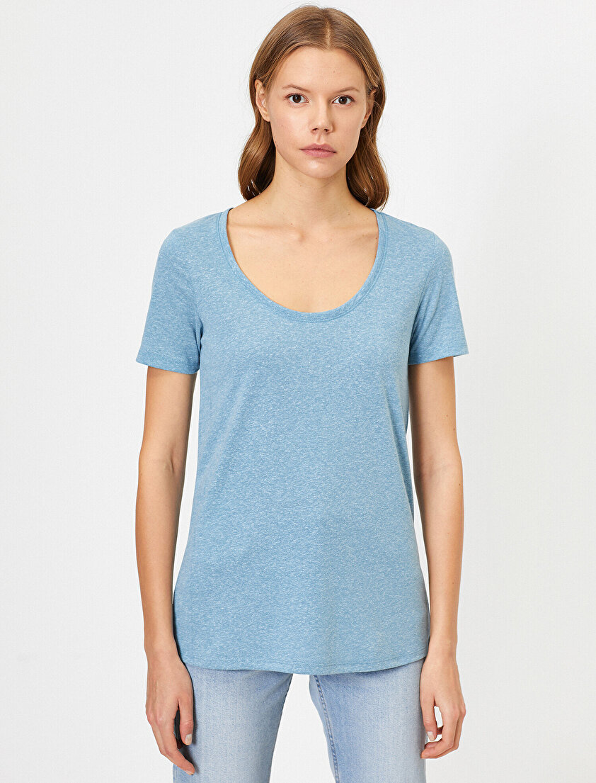 U Yaka Kısa Kollu Basic Tişört