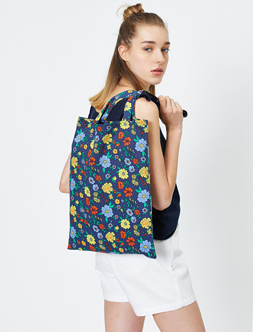 Kumaşı Desenli Bez Çanta