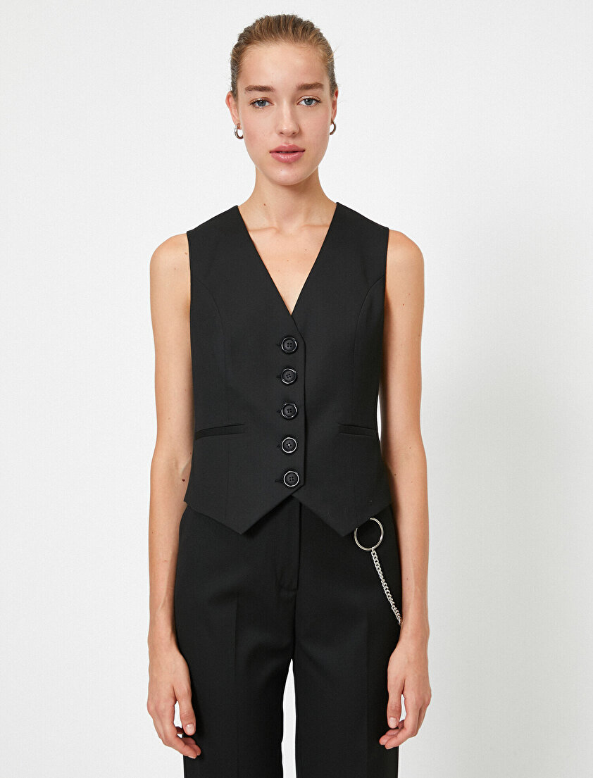 Düğme Detaylı Yelek