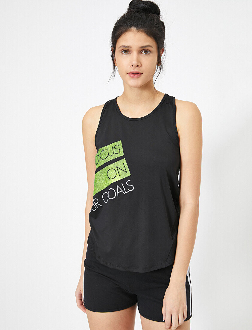 Slogan Baskılı Spor Atlet