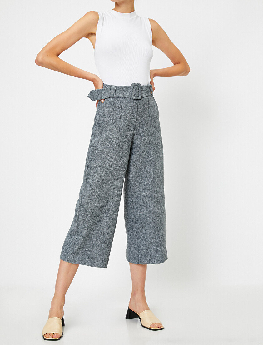 Kemerli Cepli Bol Pantolon